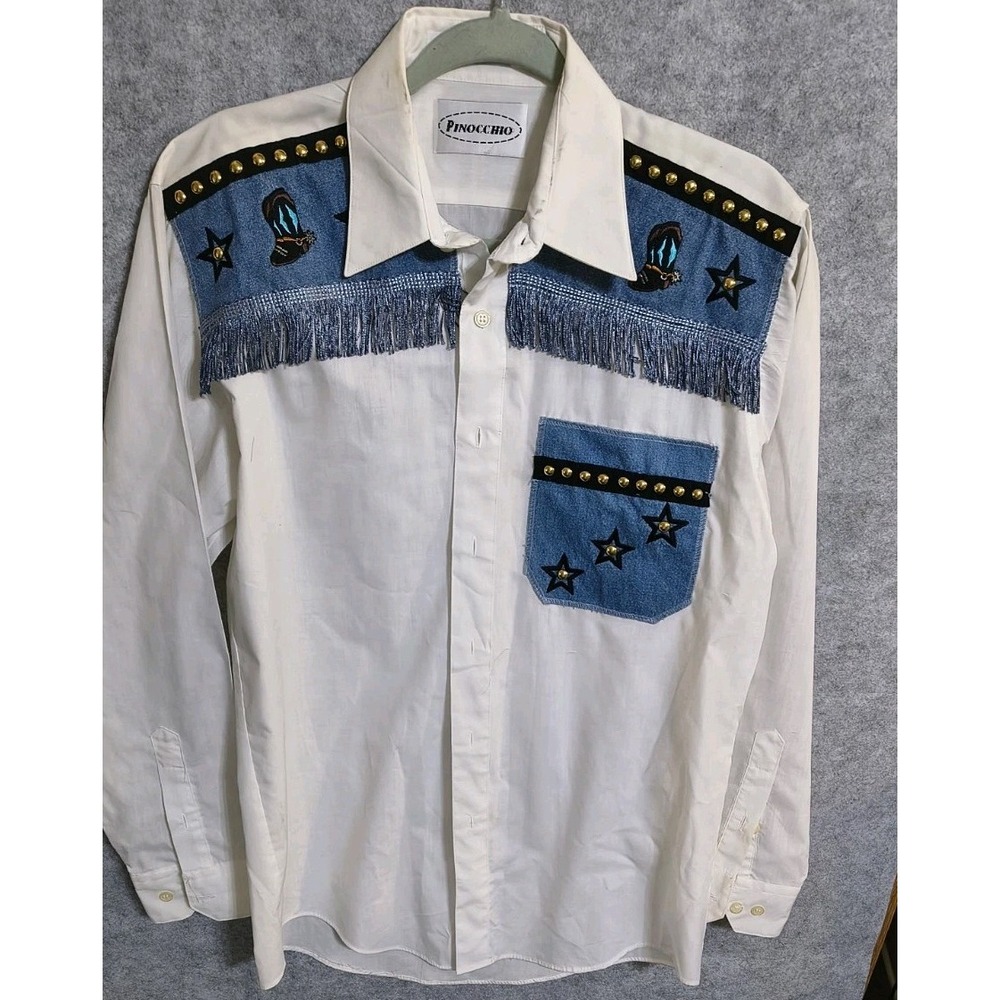 Western Collection Shirt Women's Medium Fringe Cowgirl Line Dance Vintage 1980s
